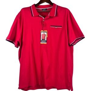 Ben Sherman Mens XXL Polo Shirt Chest Pocket Mod Target Button Red Classic NWT